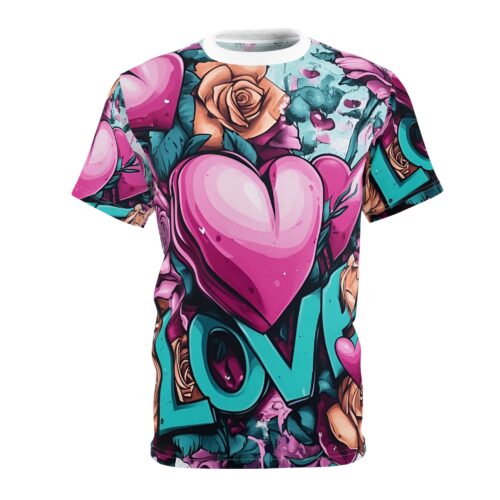 Heart Love Unisex Cut & Sew Tee (AOP)